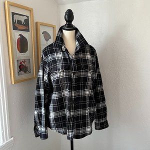 Tilley Black and White Checkered Cozy Jacket 100% Cotton Women Large